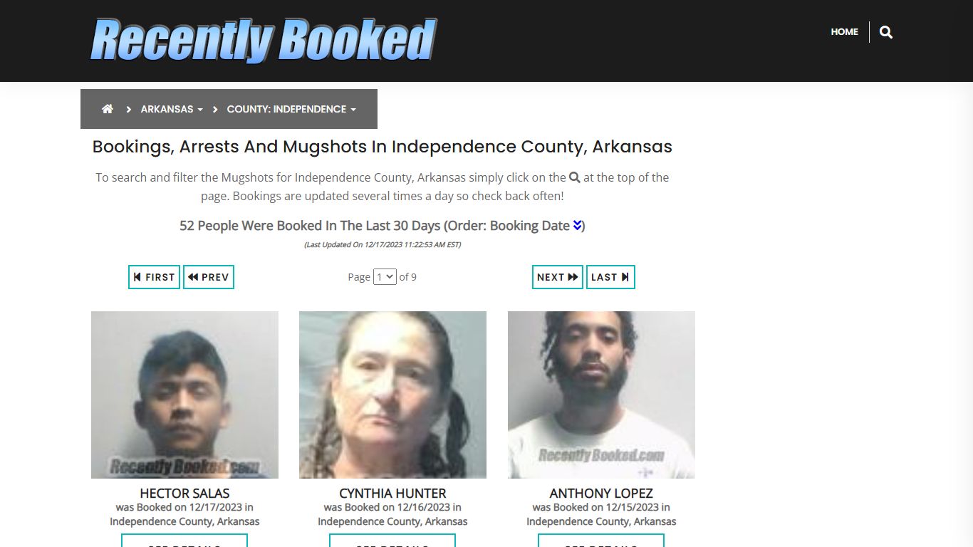 Bookings, Arrests and Mugshots in Independence County, Arkansas
